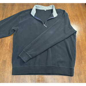 Peter Millar 1/4 Zip Pullover Black 100% Cotton Men's XL